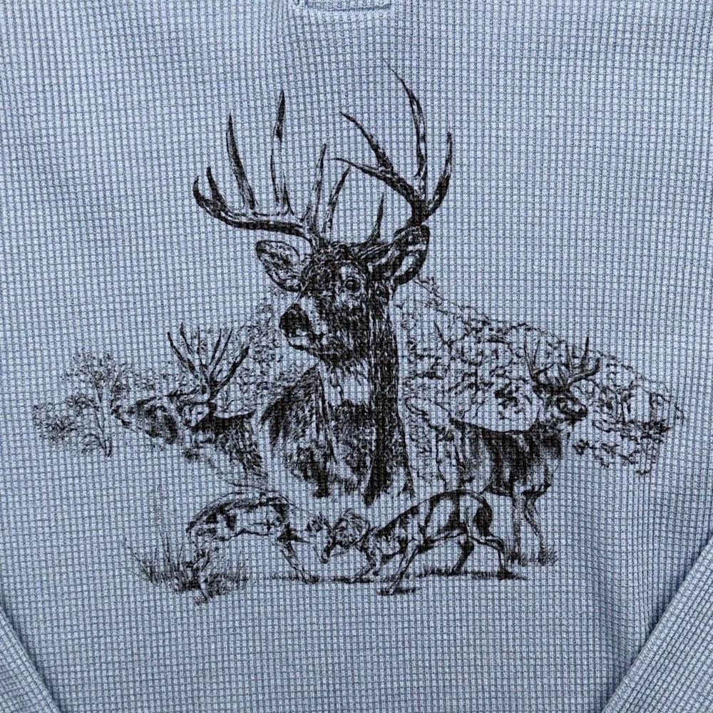 Buckhorn River White Tailed Deer Henley Thermal Shirt 3XL - Picture 2 of 7